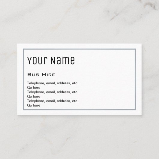 visitekaartjes "Essential Bus Hire" (Achterkant)