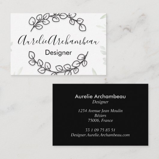 Visitekaartjes - Eucalyptus Wreator B/W (Voorkant / Achterkant)