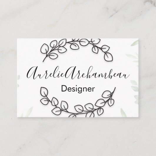 Visitekaartjes - Eucalyptus Wreator B/W (Voorkant)