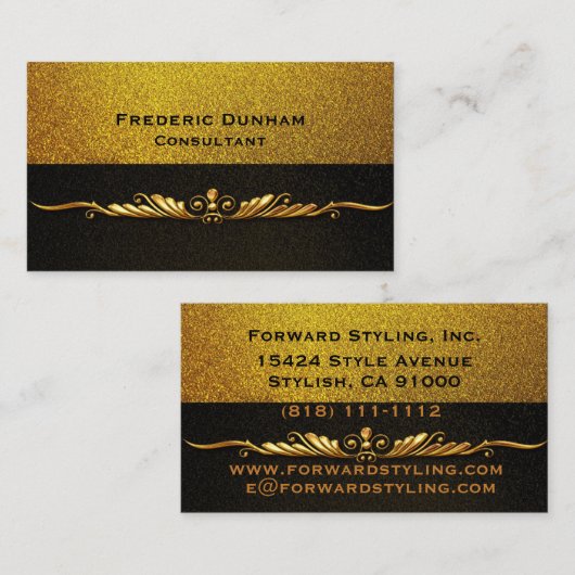 Visitekaartjes - Fancy zwart en goud - modern (Voorkant / Achterkant)