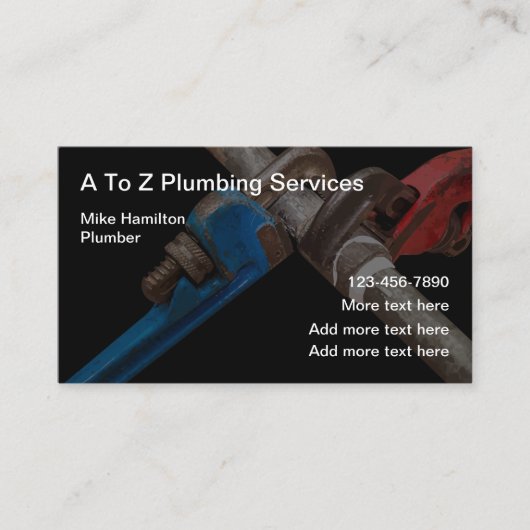 Visitekaartjes gelicentieerde Plumber Service (Voorkant)
