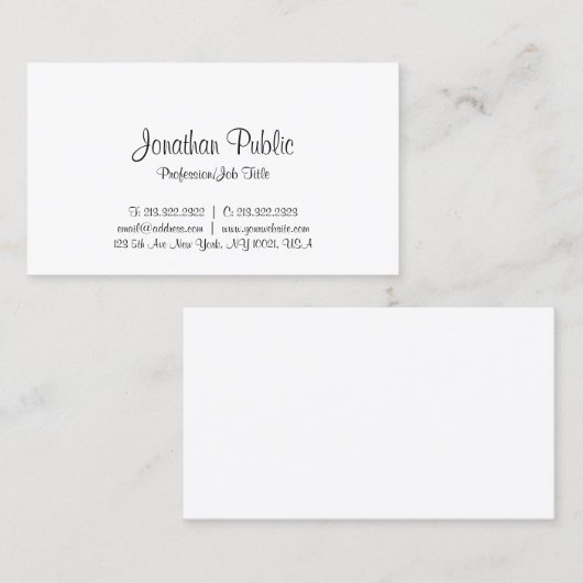 Visitekaartjes handschrift Tekst moderne Sjabloon (Voorkant / Achterkant)