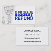 Visitekaartjes inkomstenbelasting (Voorkant / Achterkant)