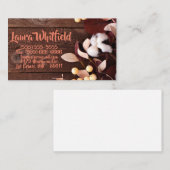 Visitekaartjes katoenen tak op donkerhouten stamme (Voorkant / Achterkant)