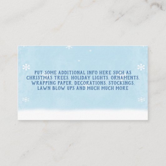 Visitekaartjes kerstfeestdagen (Achterkant)