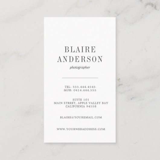 Visitekaartjes | Klassieke fotograaf Verticaal (Achterkant)