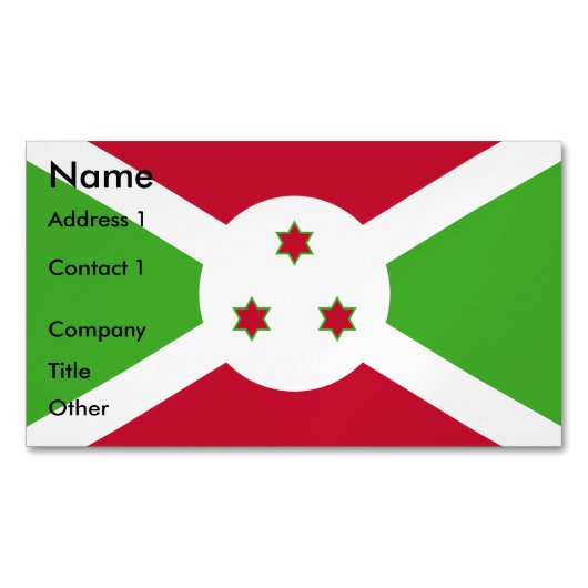 Visitekaartjes magneet met Burundese vlag (Voorkant)