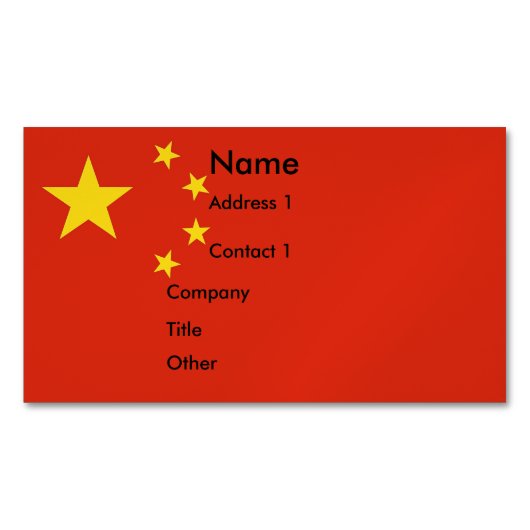 Visitekaartjes magneet met Chinese vlag (Voorkant)