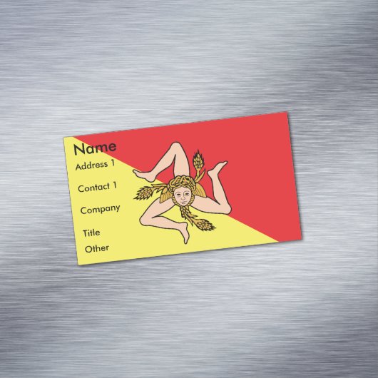 Visitekaartjes magneet met de vlag van Sicilië (Voorbeeld)