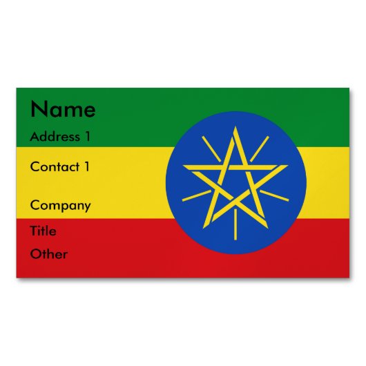 Visitekaartjes magneet met Ethiopische vlag (Voorkant)