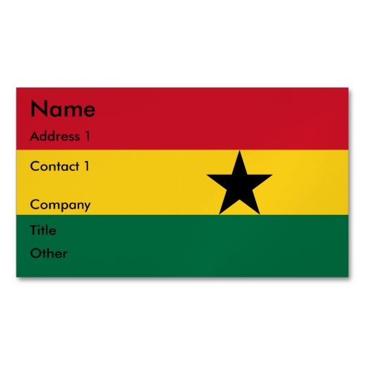 Visitekaartjes magneet met Ghanese vlag (Voorkant)