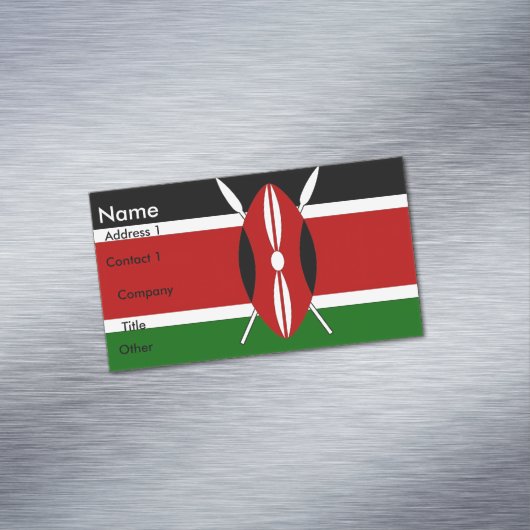 Visitekaartjes magneet met Keniaanse vlag (Voorbeeld)