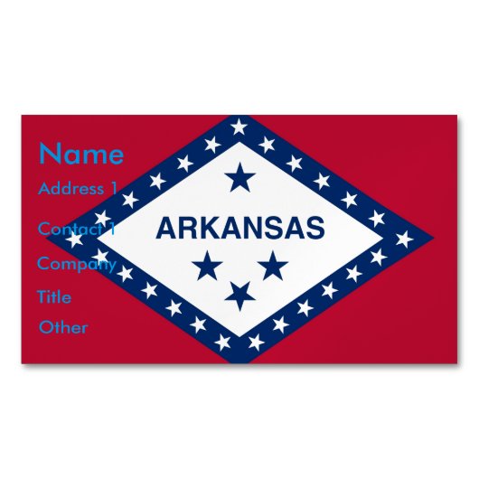 Visitekaartjes magneet met vlag van Arkansas (Voorkant)