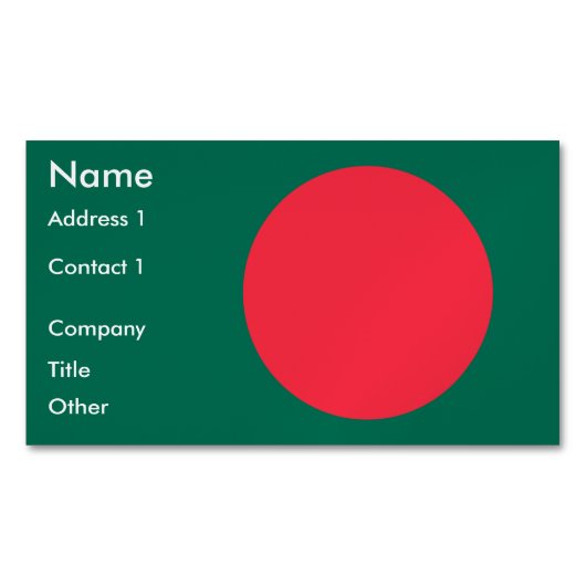 Visitekaartjes magneet met vlag van Bangladesh (Voorkant)