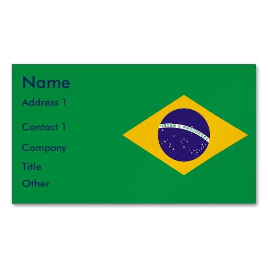 Visitekaartjes magneet met vlag van Brazilië (Voorkant)