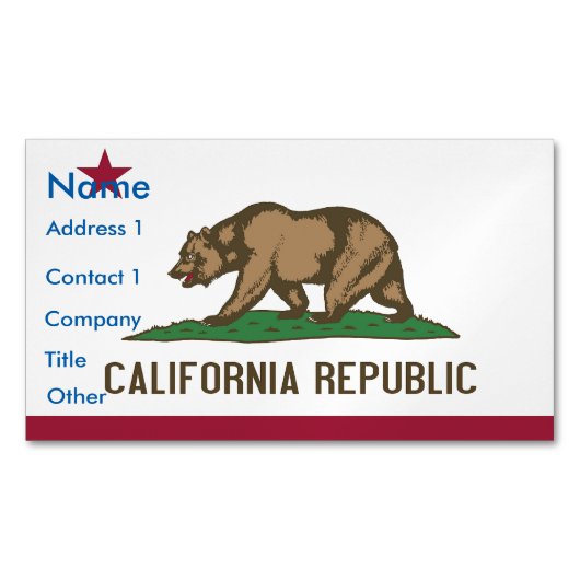 Visitekaartjes magneet met vlag van Californië (Voorkant)