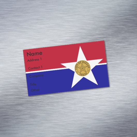 Visitekaartjes magneet met vlag van Dallas (Voorbeeld)