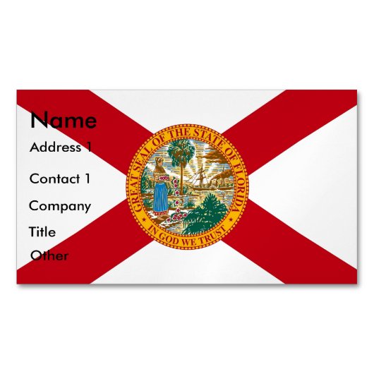 Visitekaartjes magneet met vlag van Florida (Voorkant)
