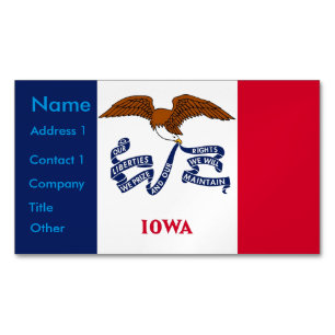 Visitekaartjes magneet met vlag van Iowa