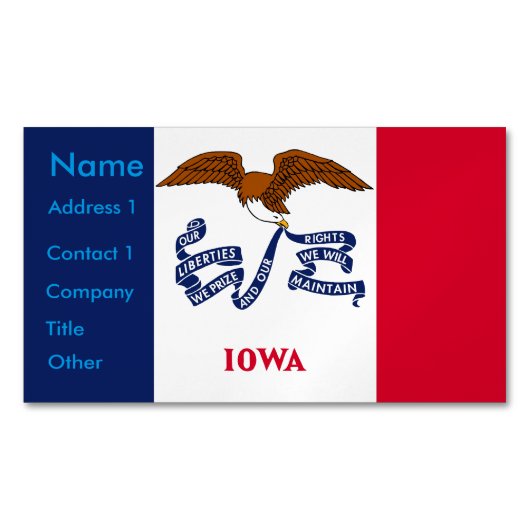 Visitekaartjes magneet met vlag van Iowa (Voorkant)
