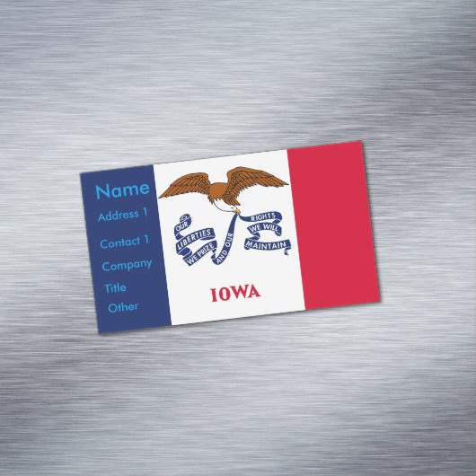 Visitekaartjes magneet met vlag van Iowa (Voorbeeld)
