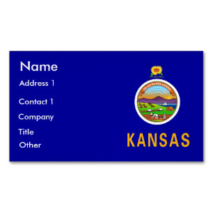 Visitekaartjes magneet met vlag van Kansas