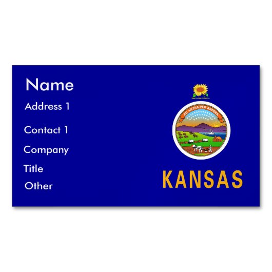 Visitekaartjes magneet met vlag van Kansas (Voorkant)