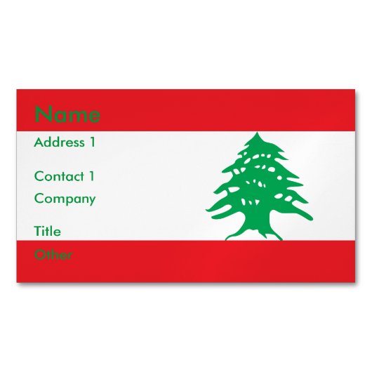 Visitekaartjes magneet met vlag van Libanon (Voorkant)