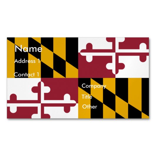 Visitekaartjes magneet met vlag van Maryland (Voorkant)