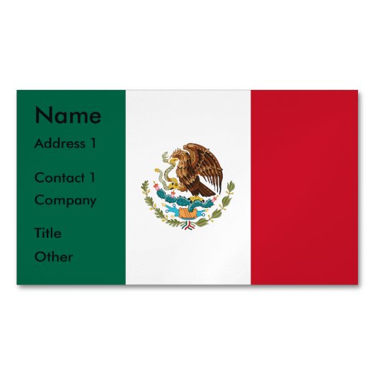 Visitekaartjes magneet met vlag van Mexico (Voorkant)
