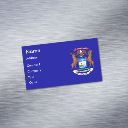 Visitekaartjes magneet met vlag van Michigan (Voorbeeld)