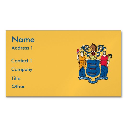 Visitekaartjes magneet met vlag van New Jersey (Voorkant)