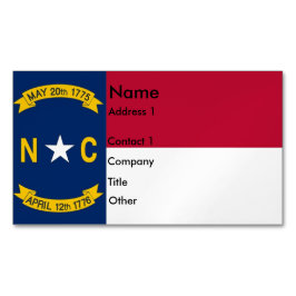 Visitekaartjes magneet met vlag van North Carolina