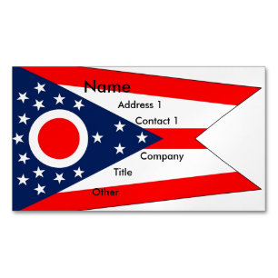 Visitekaartjes magneet met vlag van Ohio State