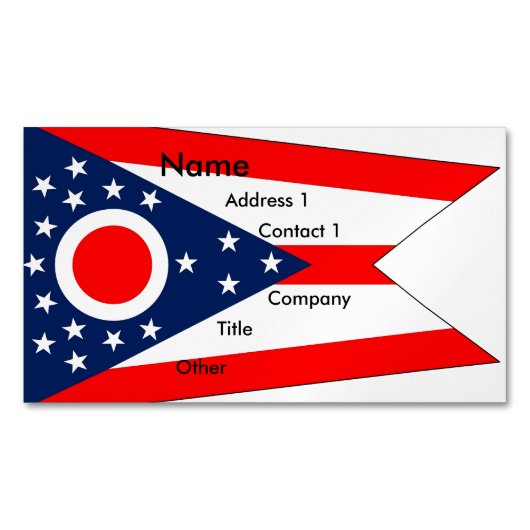 Visitekaartjes magneet met vlag van Ohio State (Voorkant)
