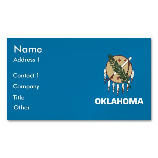 Visitekaartjes magneet met vlag van Oklahoma (Voorkant)