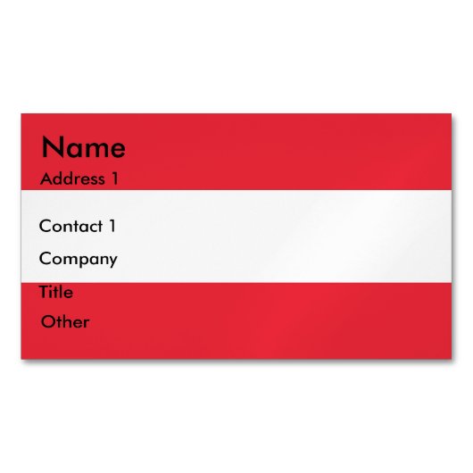 Visitekaartjes magneet met vlag van Oostenrijk (Voorkant)