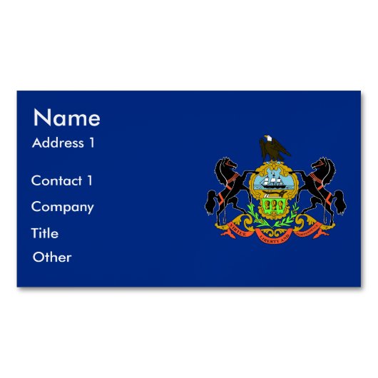 Visitekaartjes magneet met vlag van Pennsylvania (Voorkant)