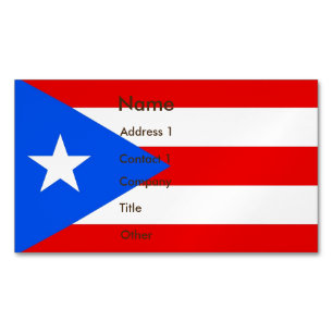 Visitekaartjes magneet met vlag van Puerto Rico