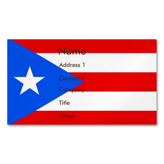 Visitekaartjes magneet met vlag van Puerto Rico (Voorkant)