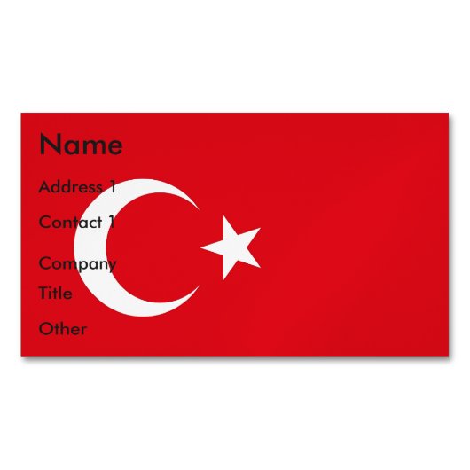 Visitekaartjes magneet met vlag van Turkije (Voorkant)