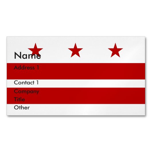 Visitekaartjes magneet met vlag van Washington DC (Voorkant)