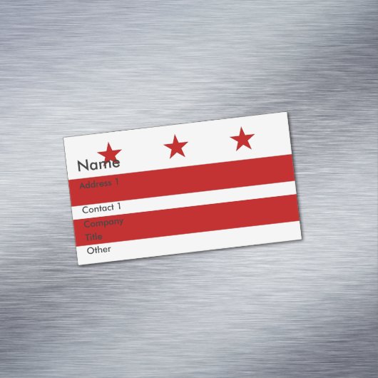 Visitekaartjes magneet met vlag van Washington DC (Voorbeeld)