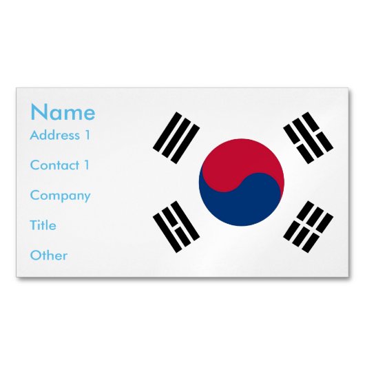 Visitekaartjes magneet met vlag van Zuid-Korea (Voorkant)
