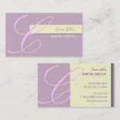 Visitekaartjes, meisjes monogram in lila visitekaartje (Voorkant / Achterkant)