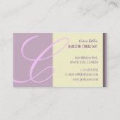 Visitekaartjes, meisjes monogram in lila visitekaartje (Achterkant)