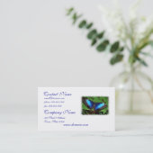 Visitekaartjes met blauwe vleugelvlinder (Staand voorkant)