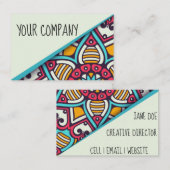 Visitekaartjes met een blauwtonende Boho-stijl (Voorkant / Achterkant)