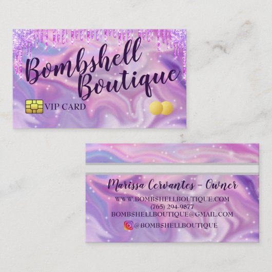 Visitekaartjes met een glitter-creditcard (Voorkant / Achterkant)