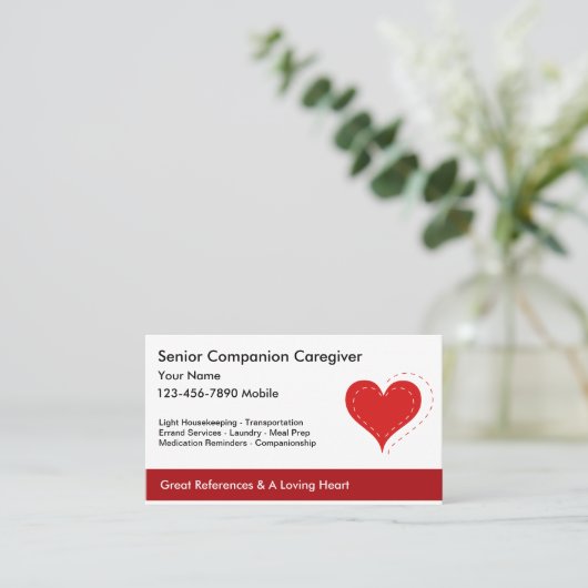 Visitekaartjes met een hoge verzorger (Staand voorkant)